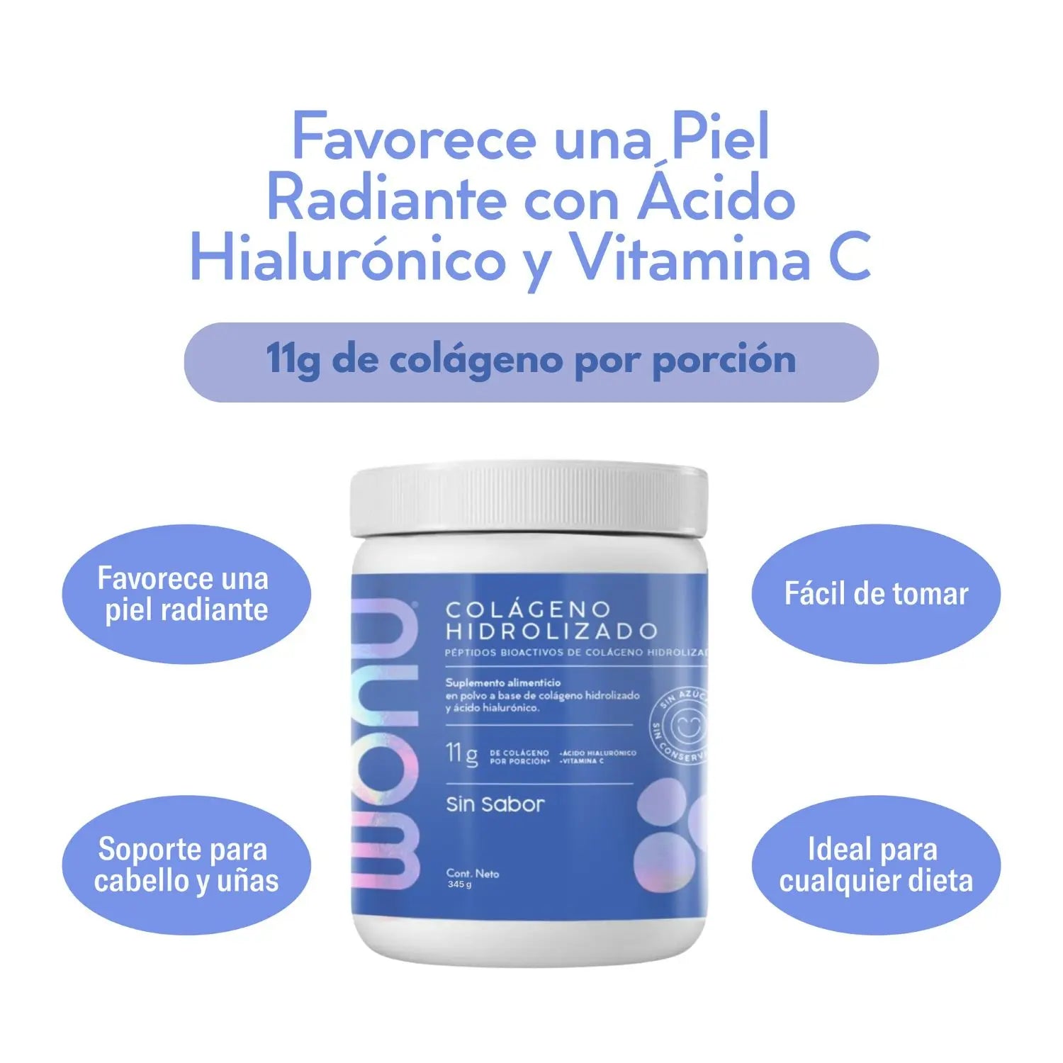 WONU Colágeno sin sabor 345g