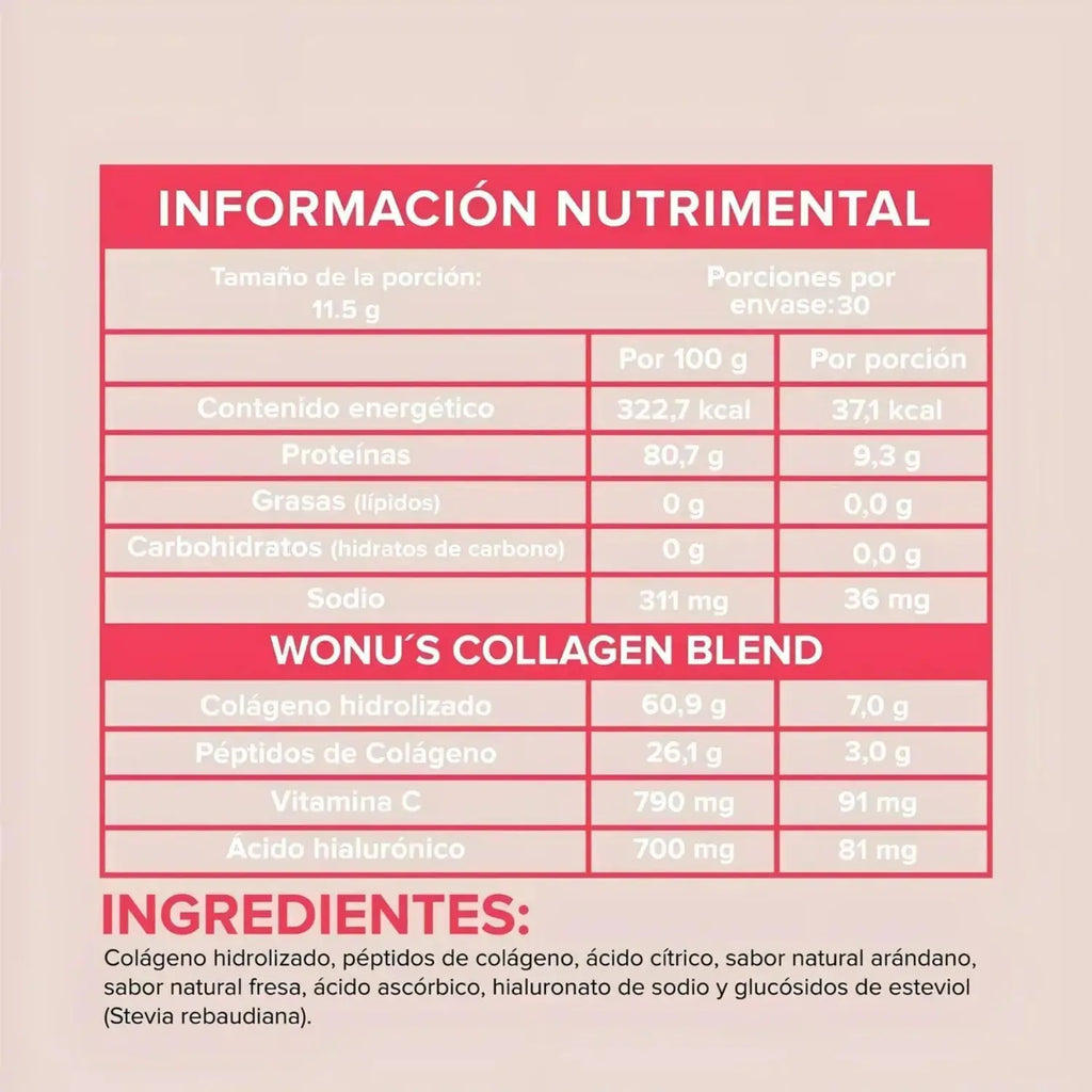 WONU Colágeno Fresa Arandano 345g