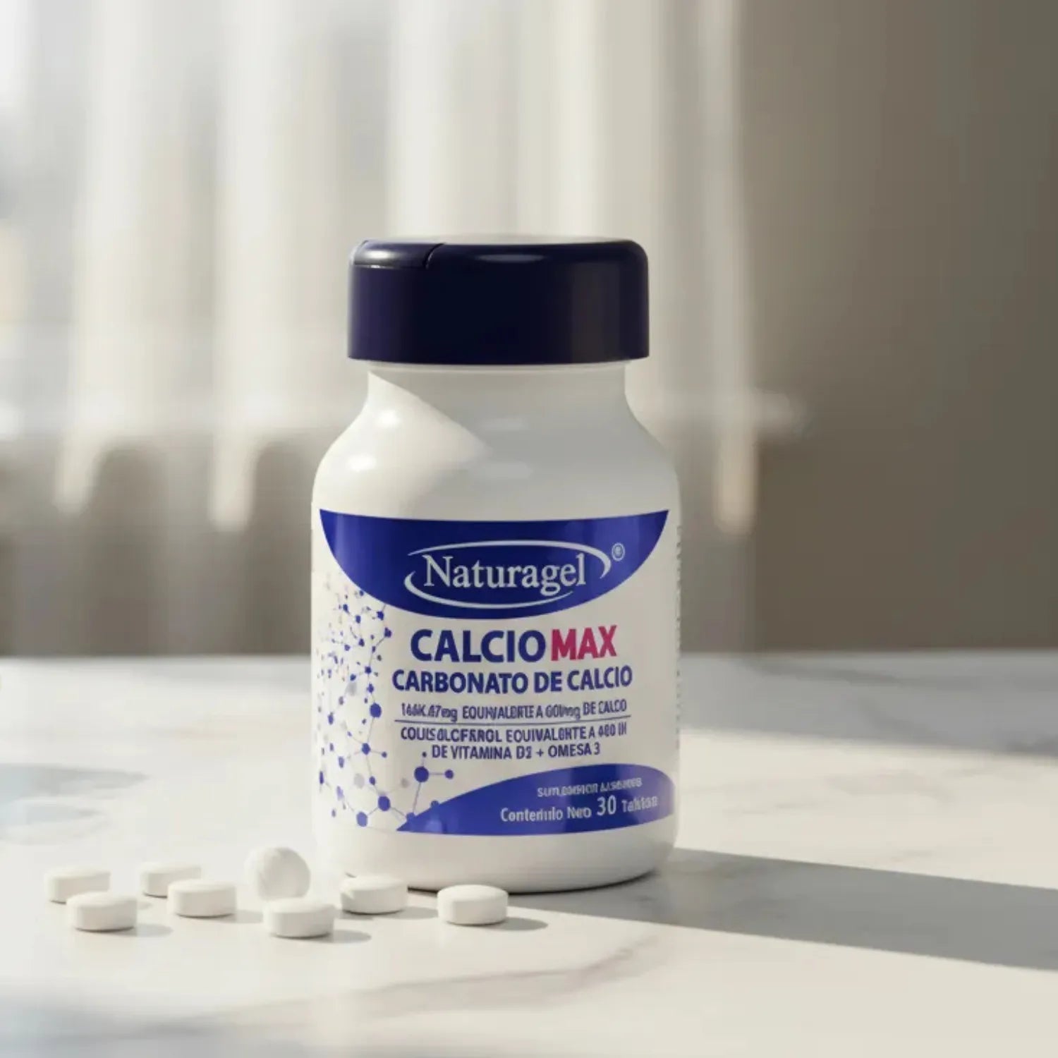 Calciomax, Carbonato De Calcio, Naturagel, Bote Con 30 Table Sabor Sin Sabor