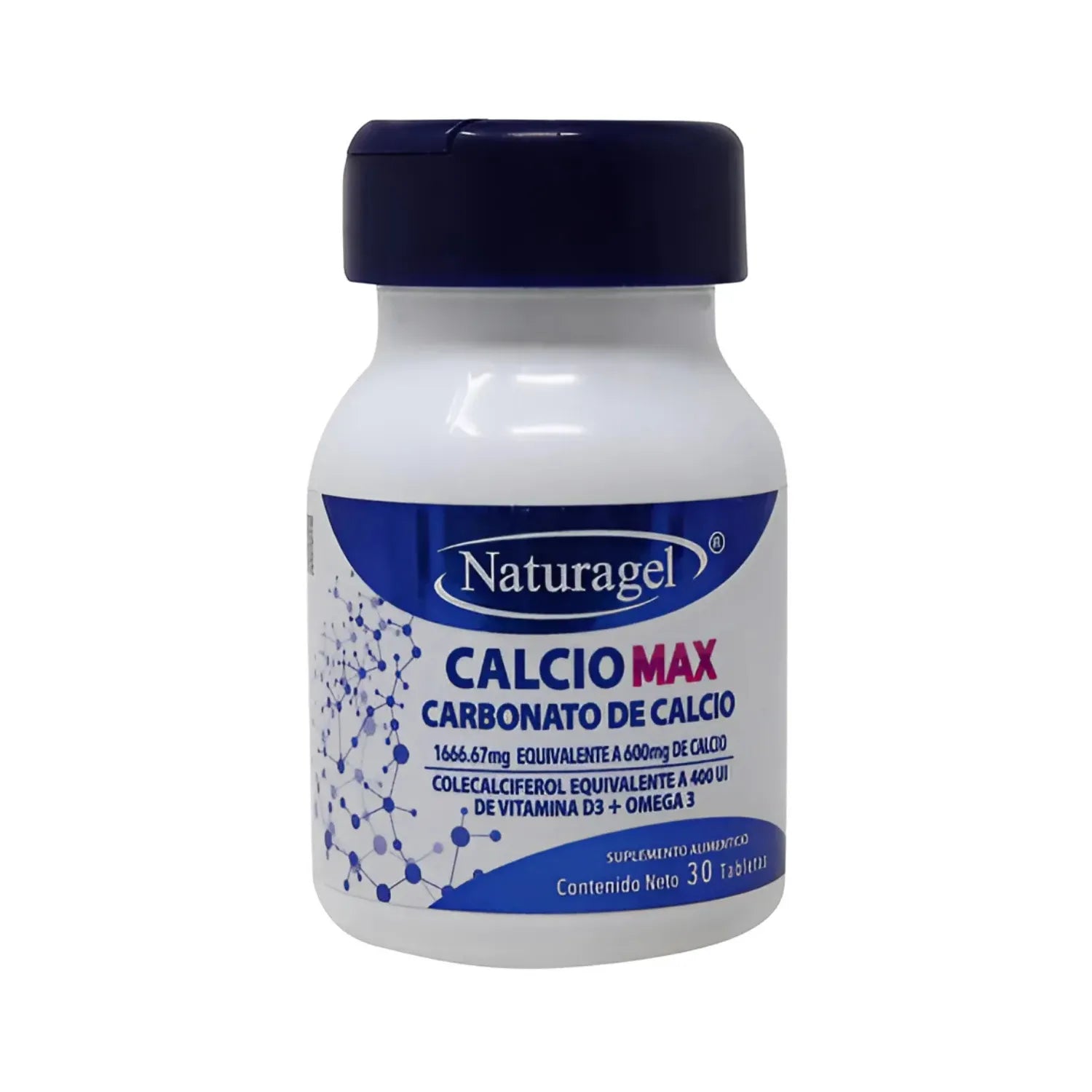 Calciomax, Carbonato De Calcio, Naturagel, Bote Con 30 Table Sabor Sin Sabor
