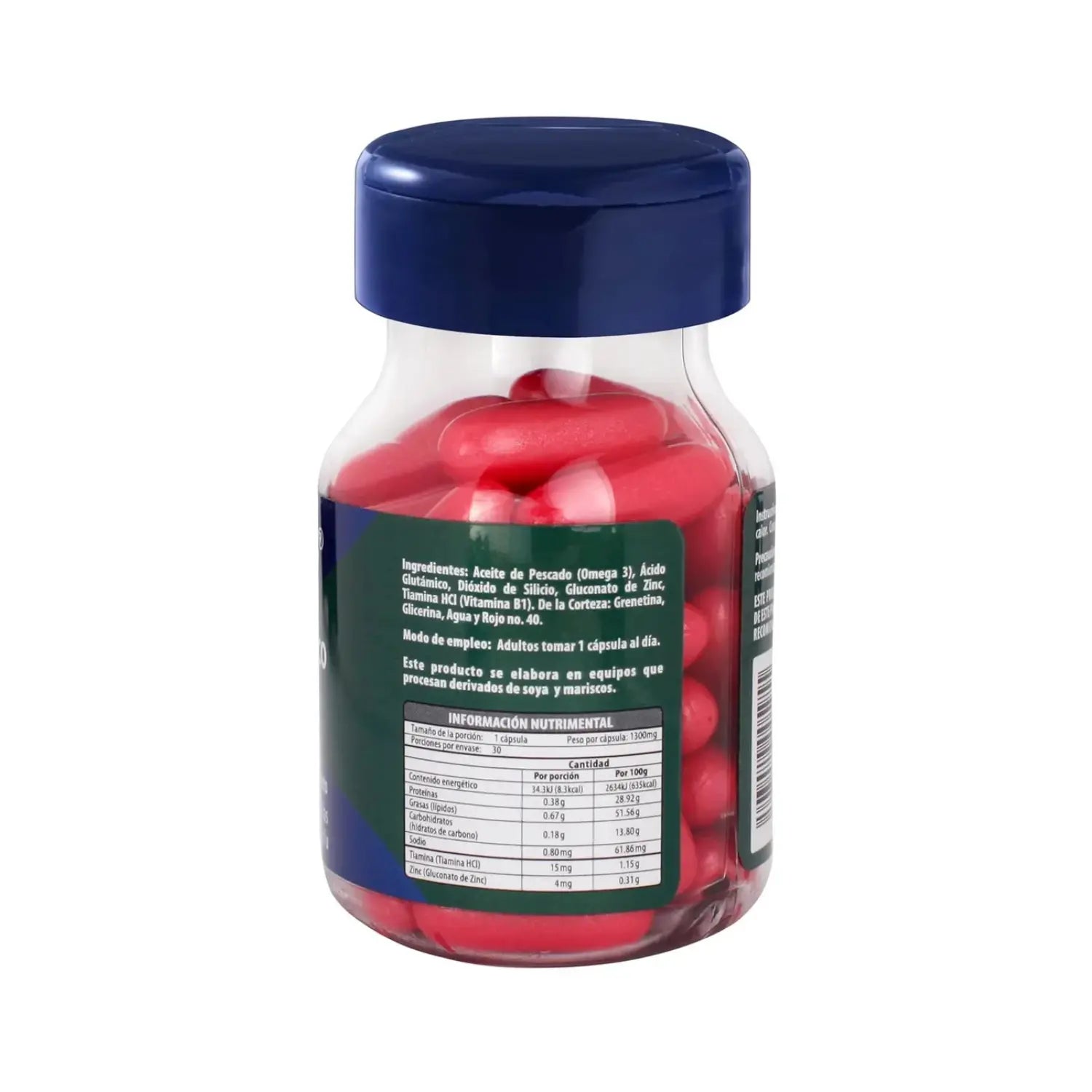 Naturagel Acido Glutámico, Vitamina B, Zinc, Omega 3, 30 softg