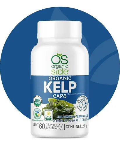 ORGANIC SIDE | Alga Kelp Orgánica | 60 Cápsulas de 350 mg | Aporte Natural de Yodo y Apoyo a la Función Tiroidea