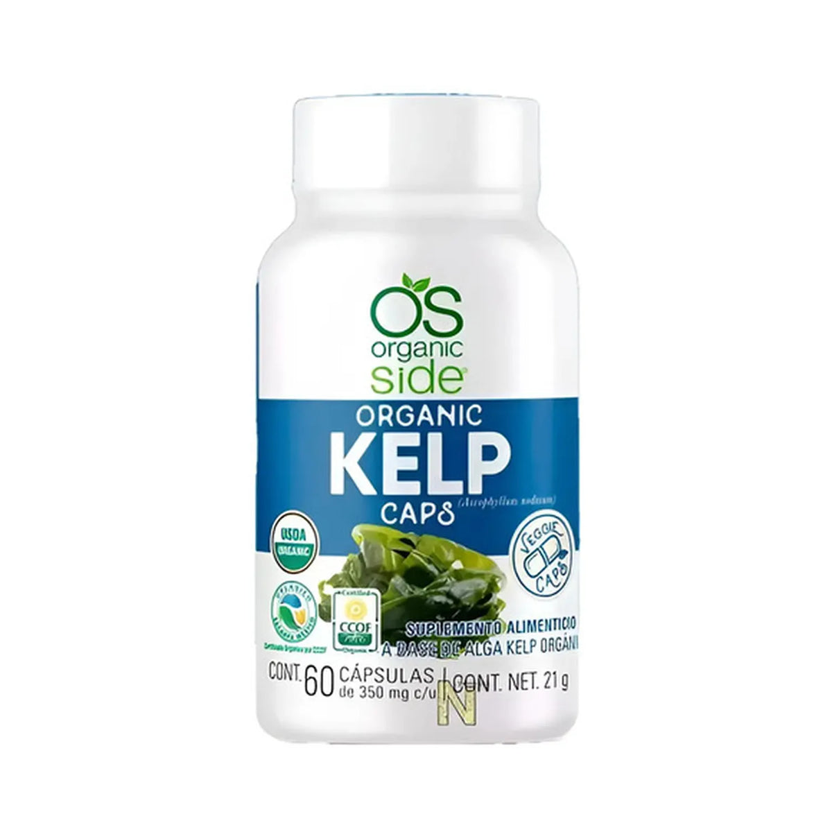 ORGANIC SIDE | Alga Kelp Orgánica | 60 Cápsulas de 350 mg | Aporte Natural de Yodo y Apoyo a la Función Tiroidea