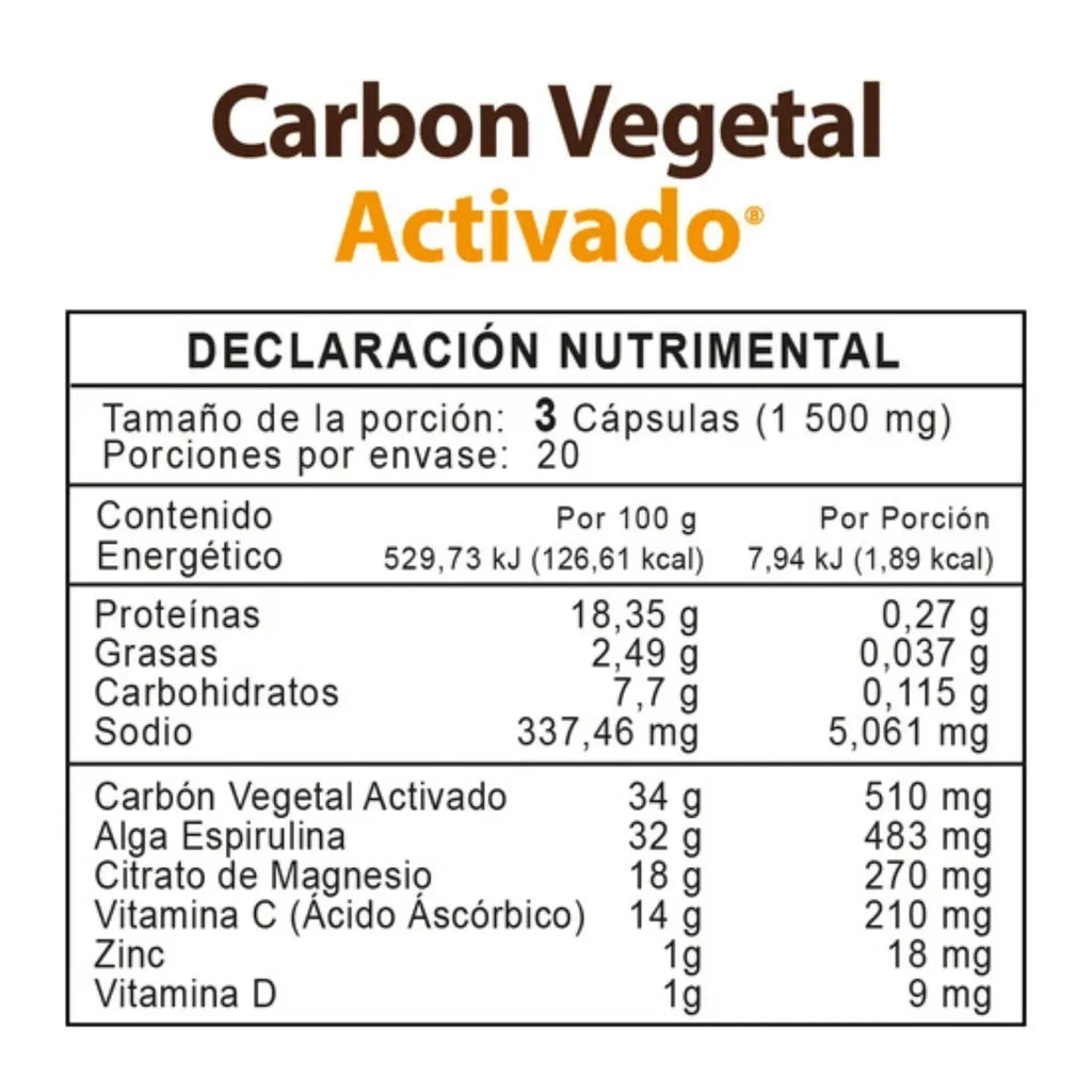 Naturelab Carbon Vegetal Activado 300mg 60 Capsulas