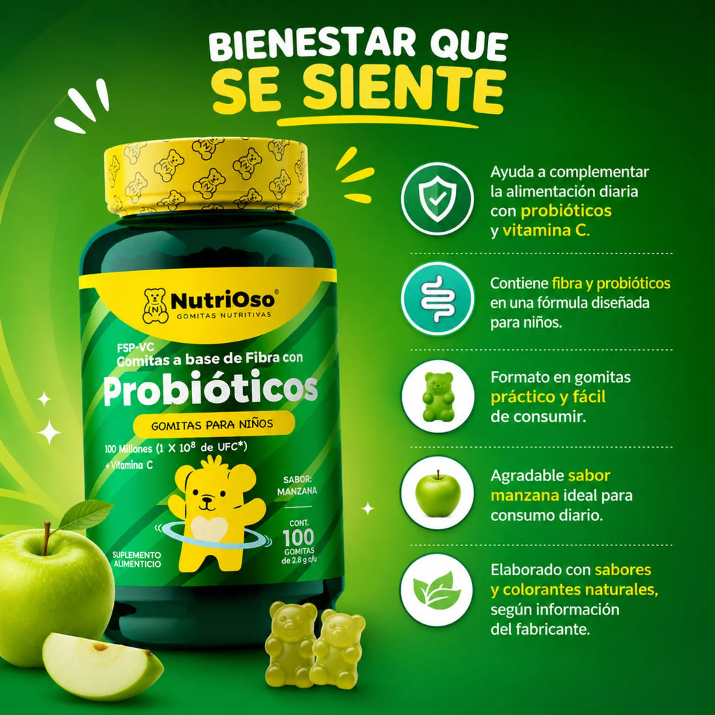 Nutrioso Probióticos + Vitamina C Para Niños 100 Gomitas Sfn