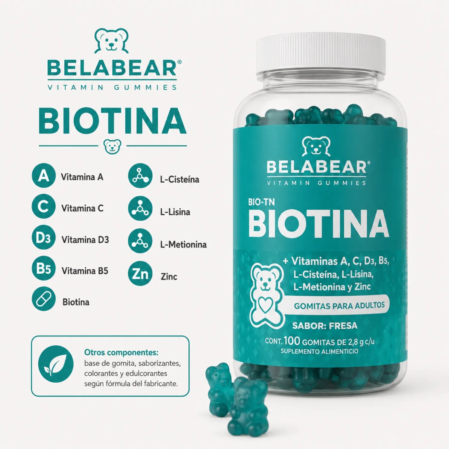 SOLANUM BELABEAR Biotina + Vitaminas 100 Gomitas SFN