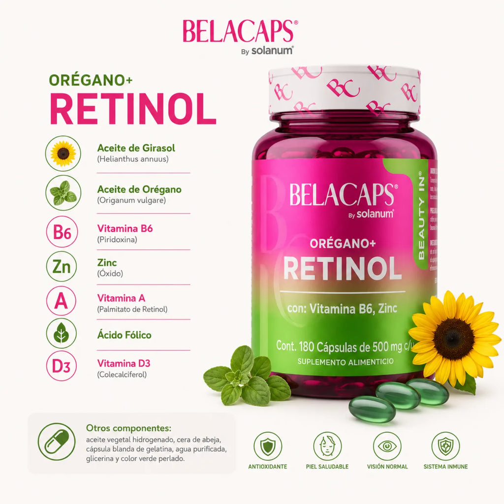 Solanum Orégano + Retinol con Vitamina B6, Zinc 180 caps sfn