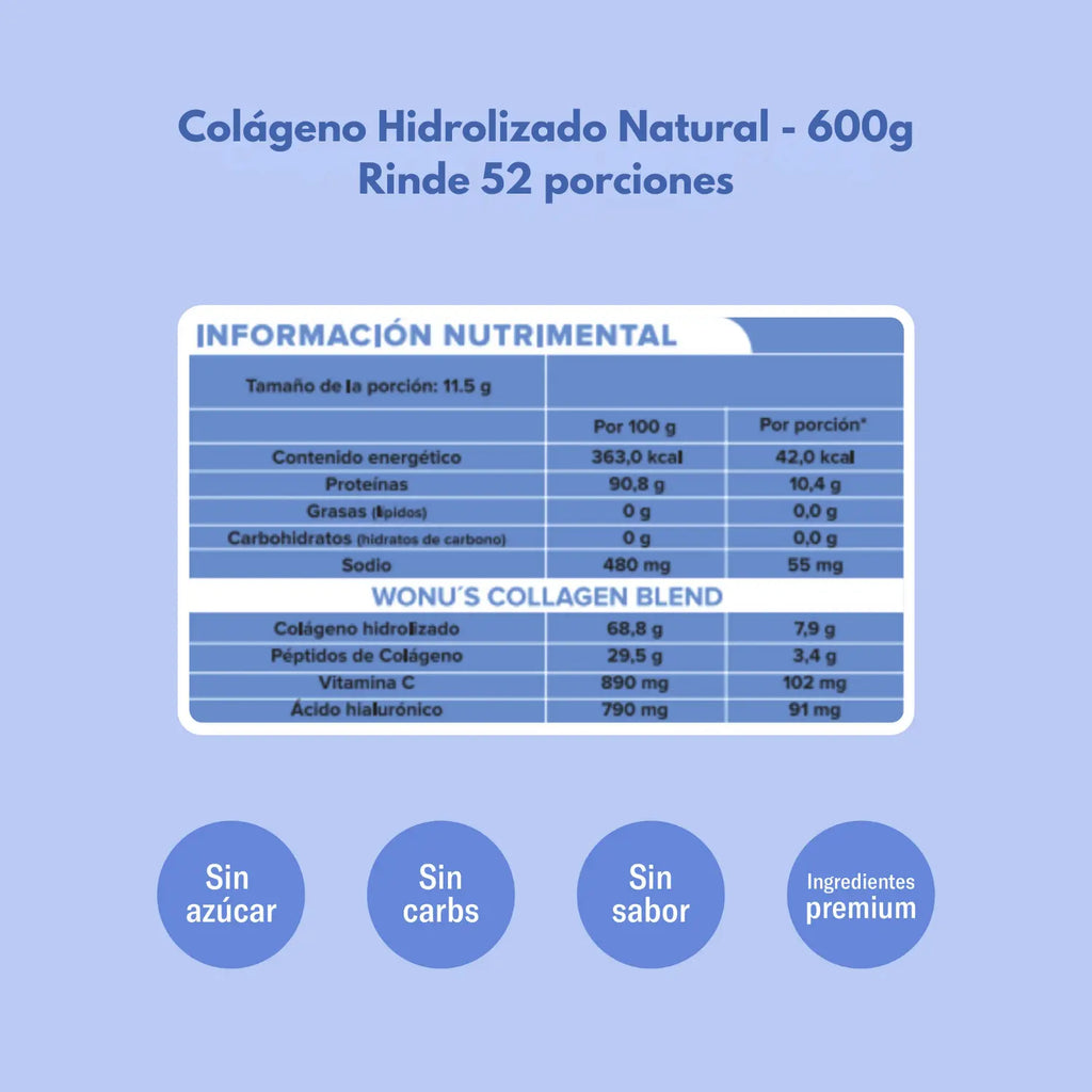 WONU Colágeno sin sabor 600g