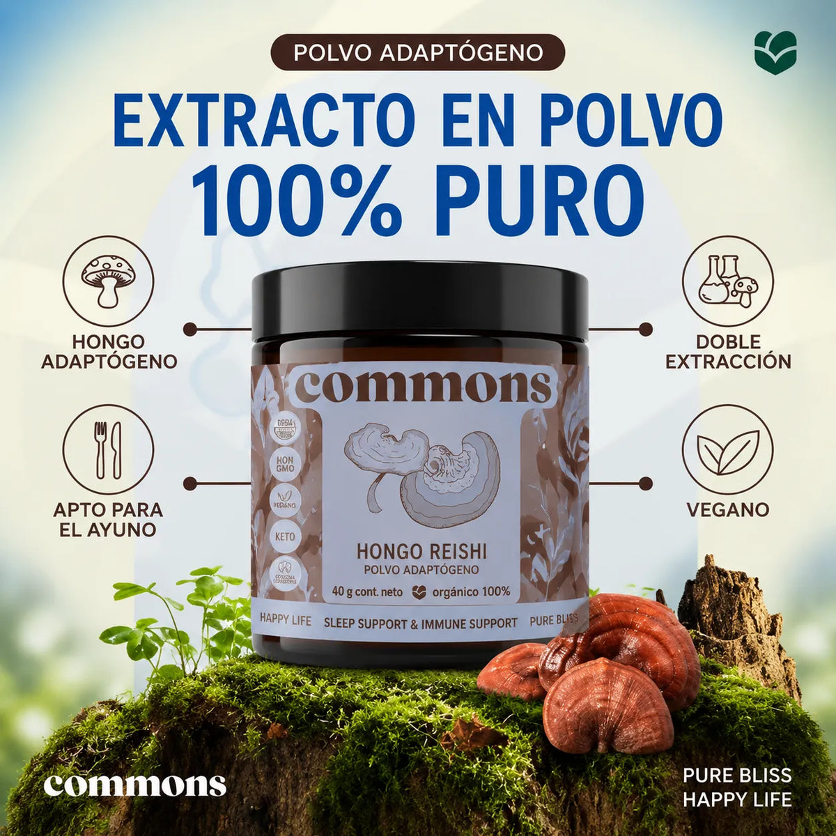 Commons Adaptógeno Hongo Reishi 40g