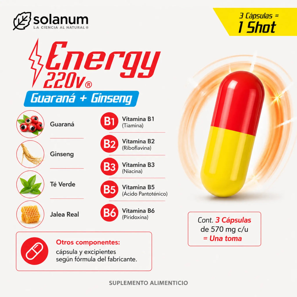 solanum Energy 220v Guaraná Ginseng Display 12 Blisters sfn