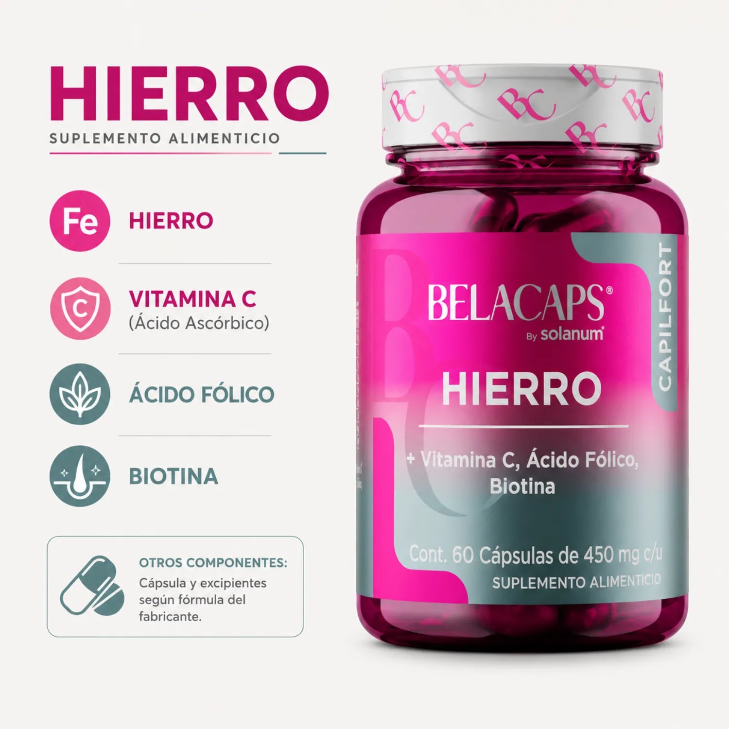 Solanum Belacaps Hierro+vitamina C+acido Fólico 60 Caps Sfn