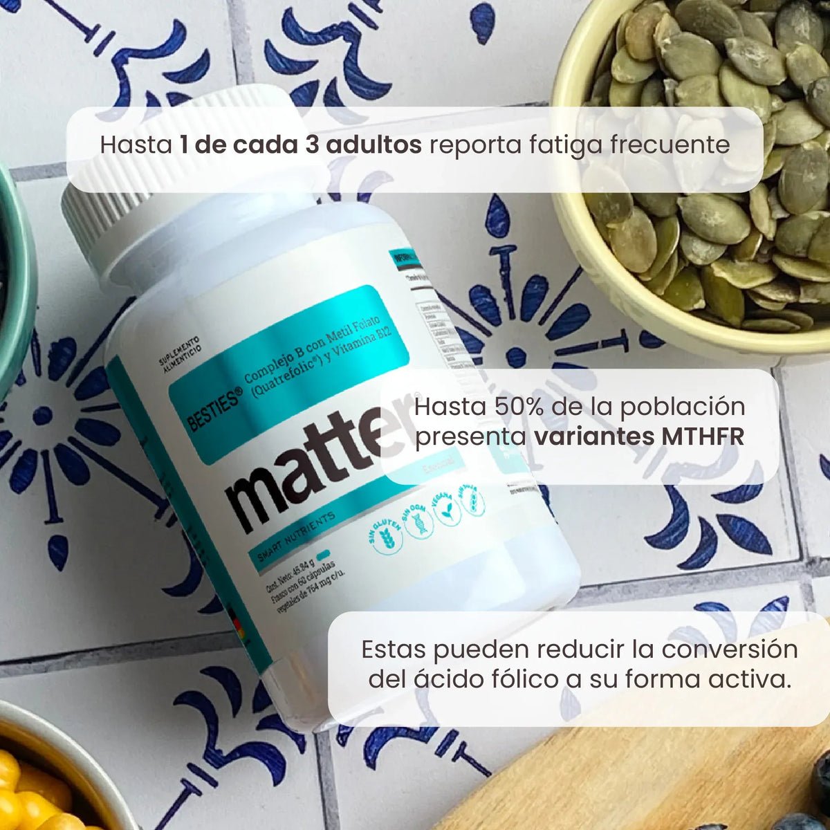 MATTER BESTIES COMPLEJO B C/FOLATO & VITAMINA B12 60 CAPS SFN