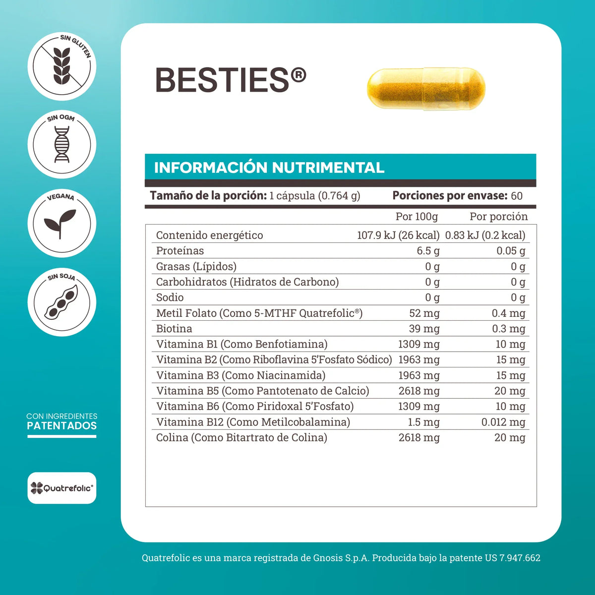 MATTER BESTIES COMPLEJO B C/FOLATO & VITAMINA B12 60 CAPS SFN