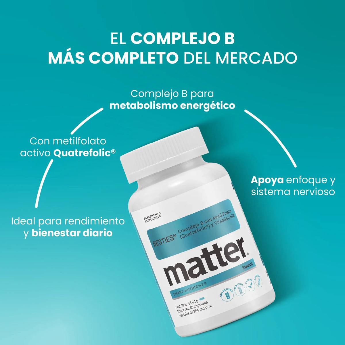 MATTER BESTIES COMPLEJO B C/FOLATO & VITAMINA B12 60 CAPS SFN