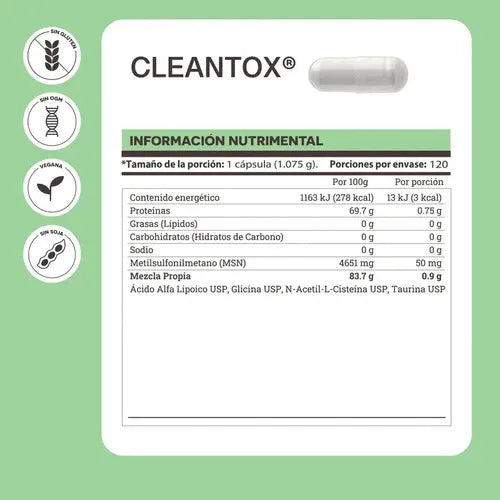 Matter Cleantox | MSM, Ácido Alfa Lipoico y N-Acetil-Cisteína | 120 Cápsulas Vegetales | Protección Antioxidante y Bienestar Celular | Suplemento Alimenticio