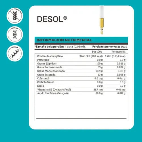 Matter Desol | Vitamina D3 400 UI por Gota | 52 ml | Salud Ósea y Sistema Inmunológico | Suplemento Alimenticio