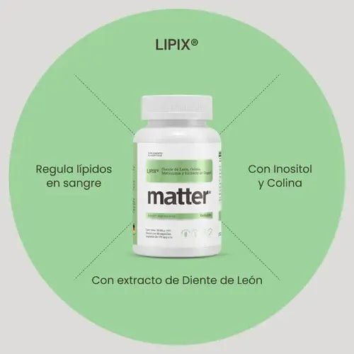 Matter Lipix | Diente de León, Colina y Metionina | 90 Cápsulas | Bienestar Metabólico | Suplemento Alimenticio