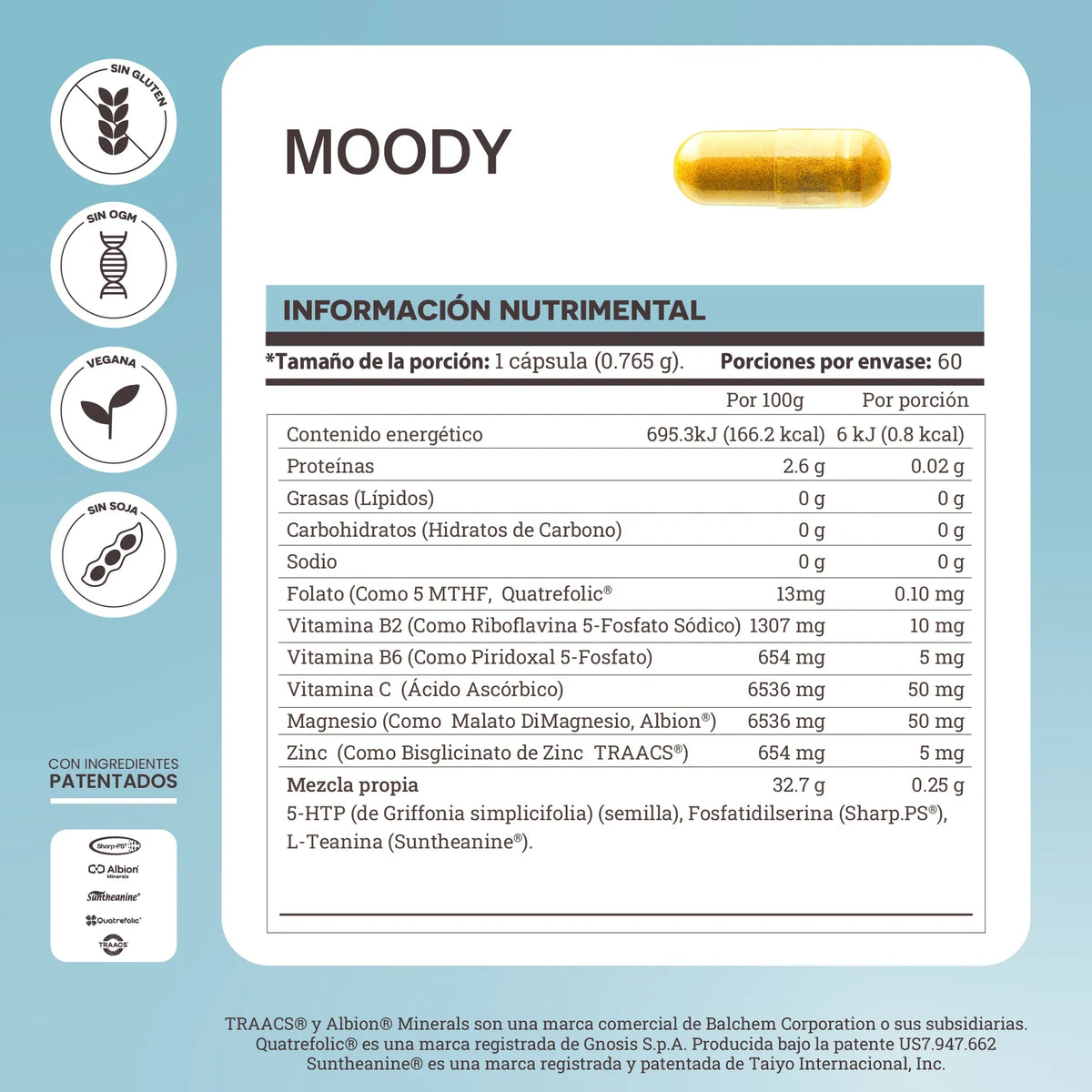 Matter Moody | Aminoácidos, Vitaminas y Minerales | 60 Cápsulas | Bienestar Emocional | Suplemento Alimenticio