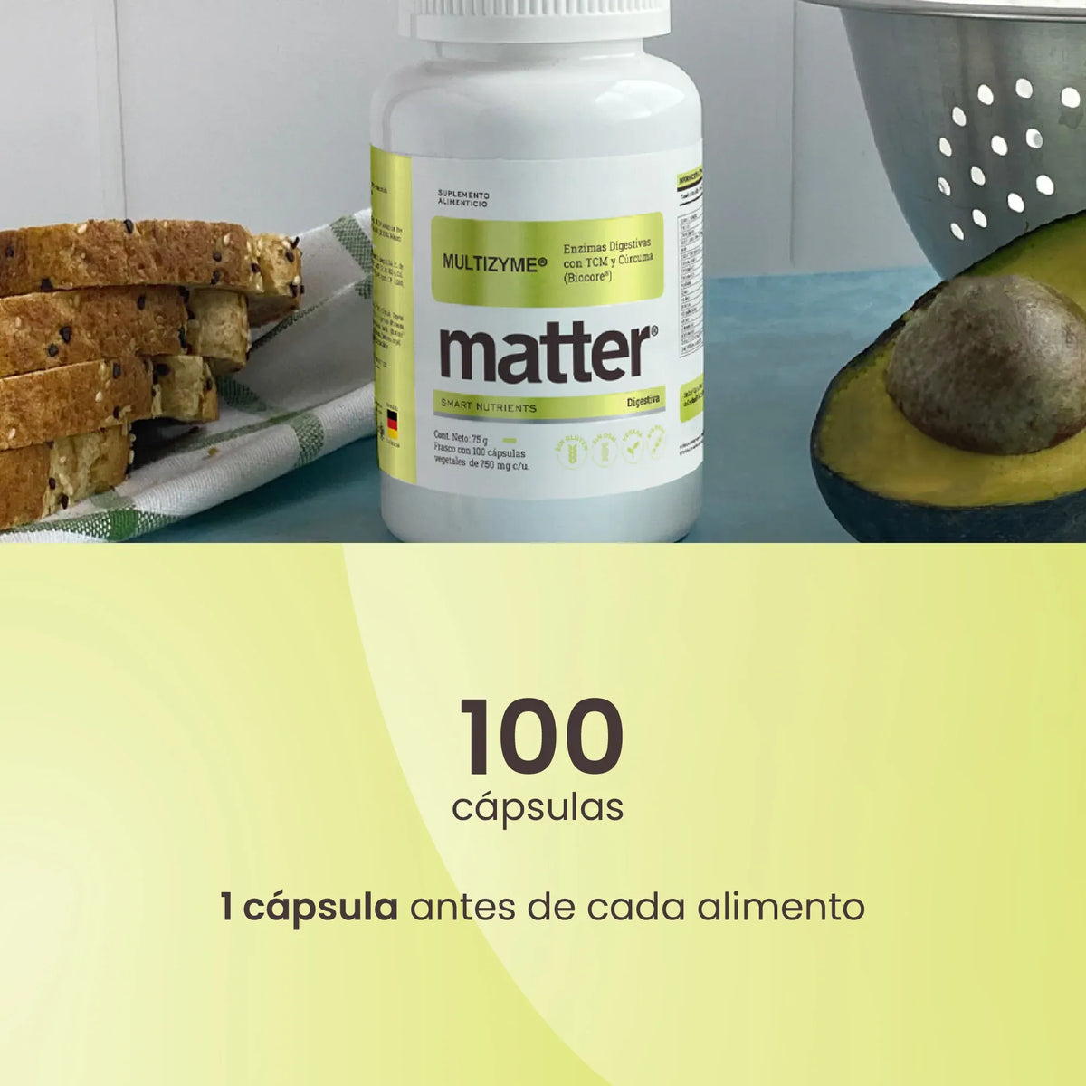 MATTER MULTIZYME ENZIMAS DIGESTIVAS CON TCM Y CÚRCUMA 100 CAPS