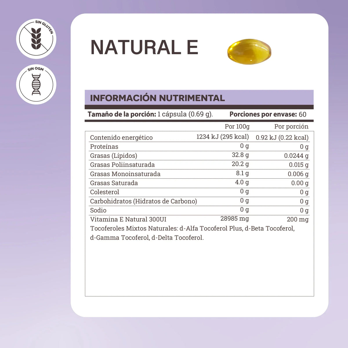 Matter Natural E Complejo De Vitamina E 60 Caps
