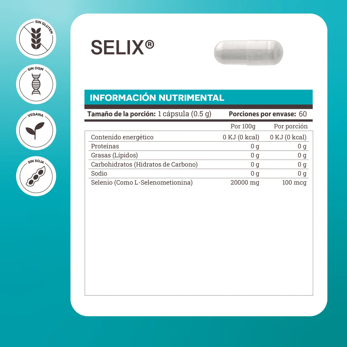 Matter Selix L-selenometionina, 60 Cápsulas