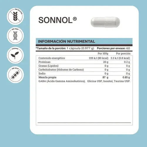 Matter Sonnol GABA | 60 Cápsulas Vegetales | Relajación y Descanso Nocturno | Bienestar del Sistema Nervioso | Suplemento Alimenticio