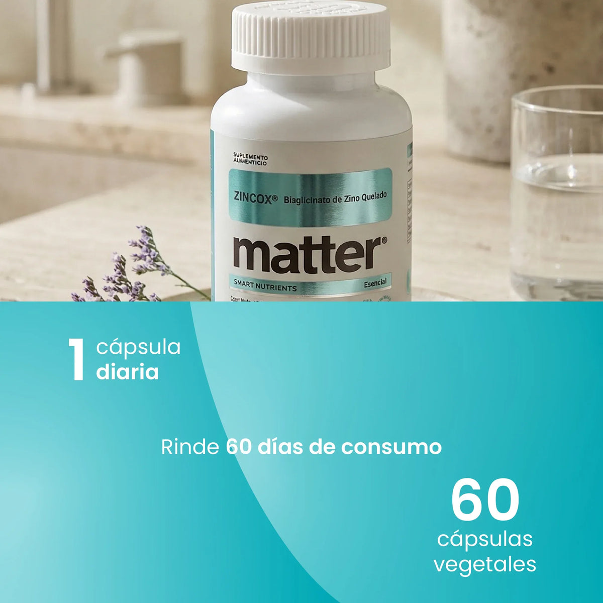 Matter Zincox Bisglicinato De Zinc Quelado 60 Cápsulas