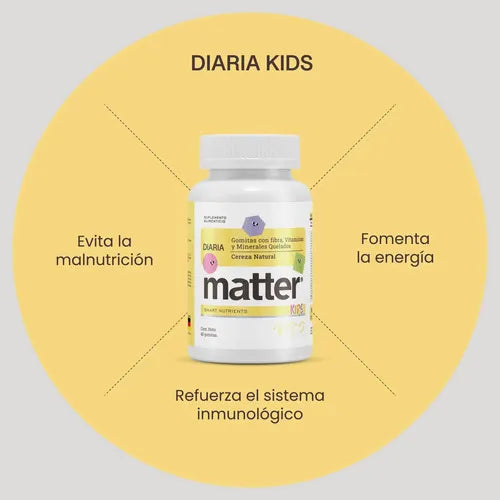 Matter Diaria Kids | Multivitamínico con Minerales | 60 Gomitas | Apoyo Inmunológico, Crecimiento y Desarrollo Infantil | Suplemento Alimenticio