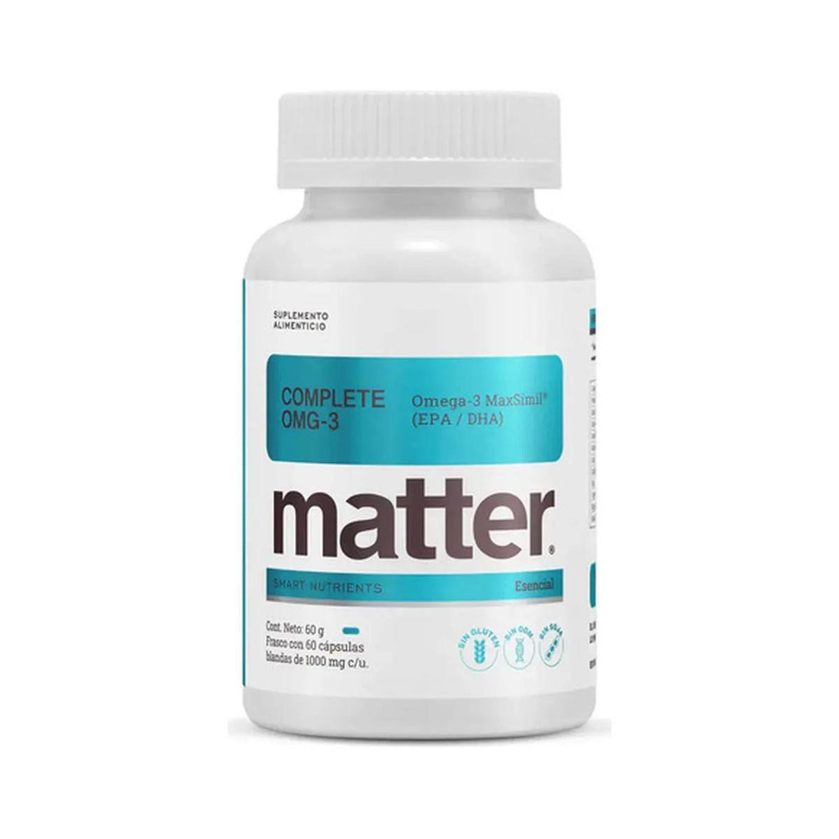 Matter Complete OMG-3 | Omega 3 MaxSimil® | 60 Cápsulas Blandas | EPA y DHA | Bienestar Cardiovascular | Suplemento Alimenticio