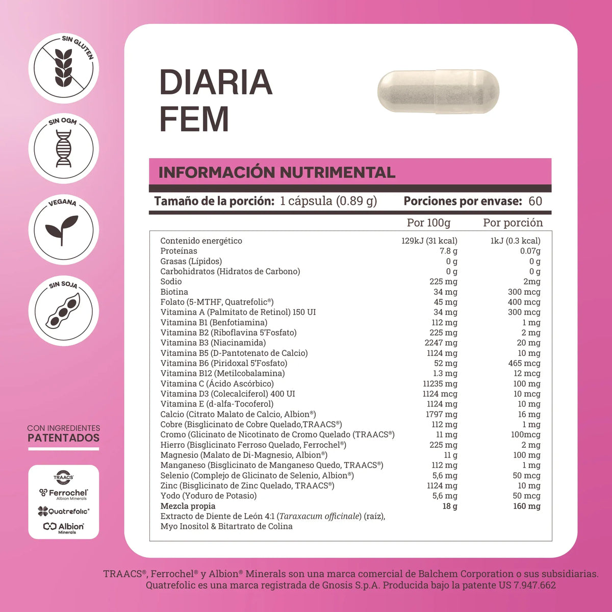 MATTER DIARIA FEM INOSITOL VITAMINAS Y MINERALES 60 CAPSULAS.