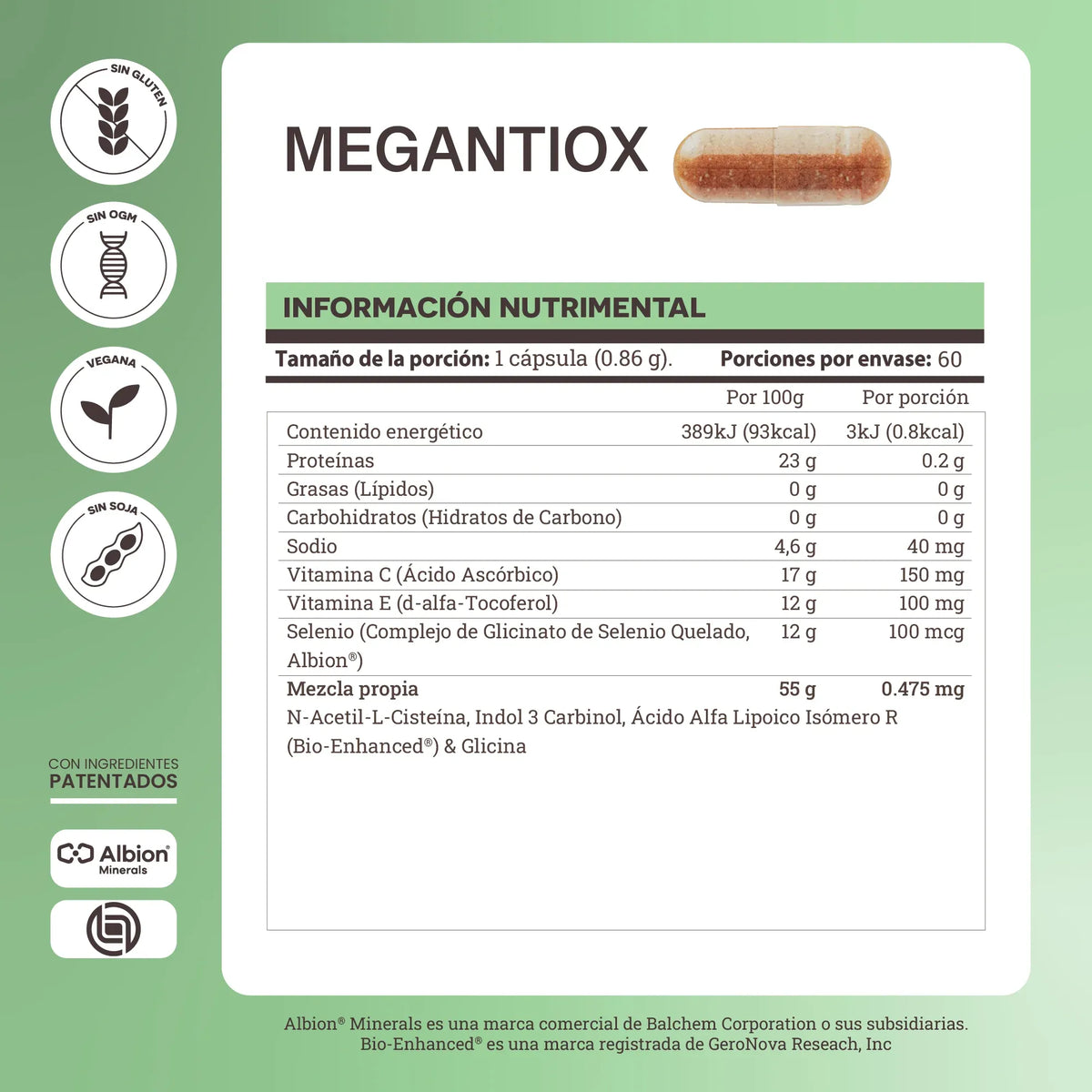 Matter Megantiox Antioxidante Selenio Vitaminas C Y E.