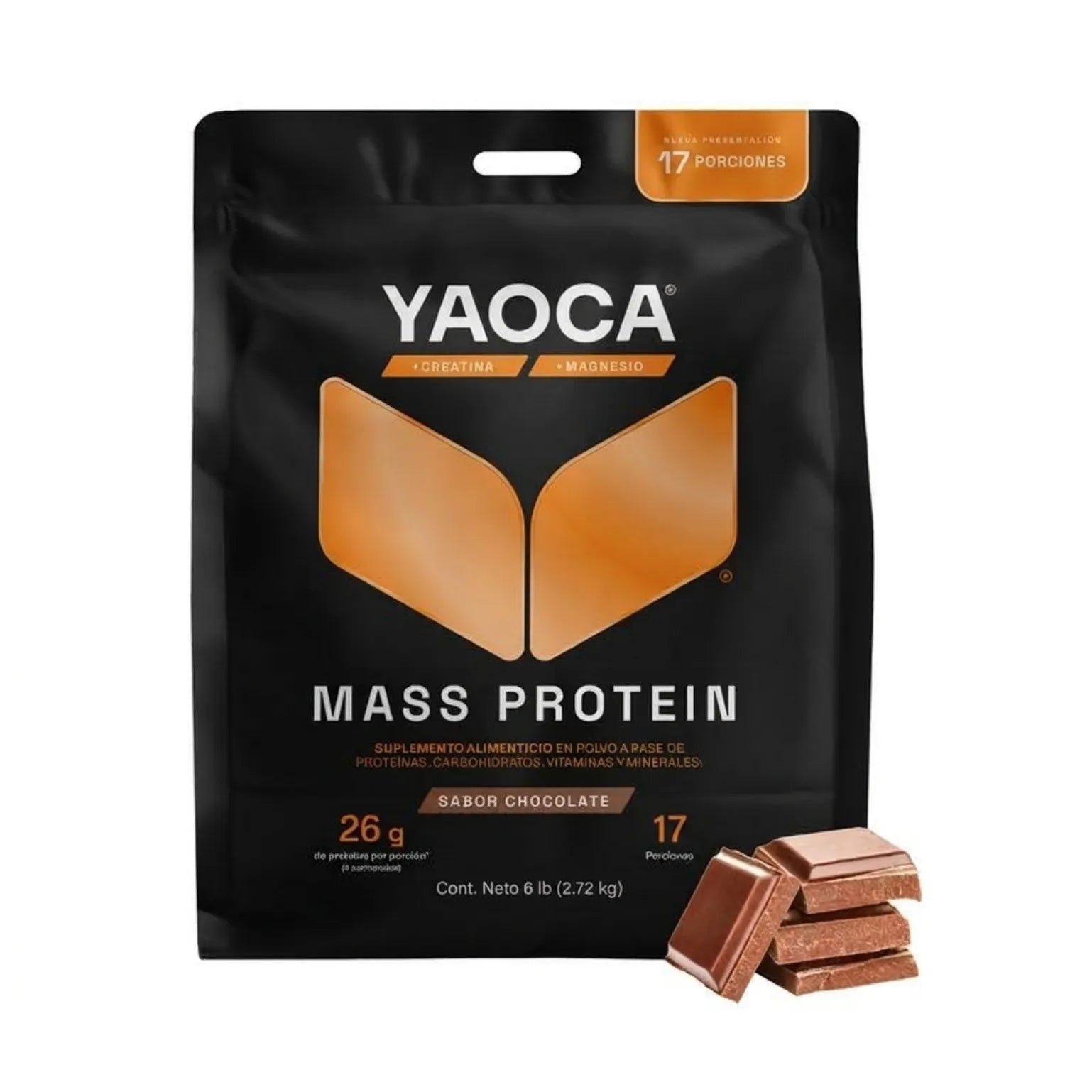 Ganador de Peso Mass I Yaoca I  6lb I Sabor Chocolate I Sin Azúcar