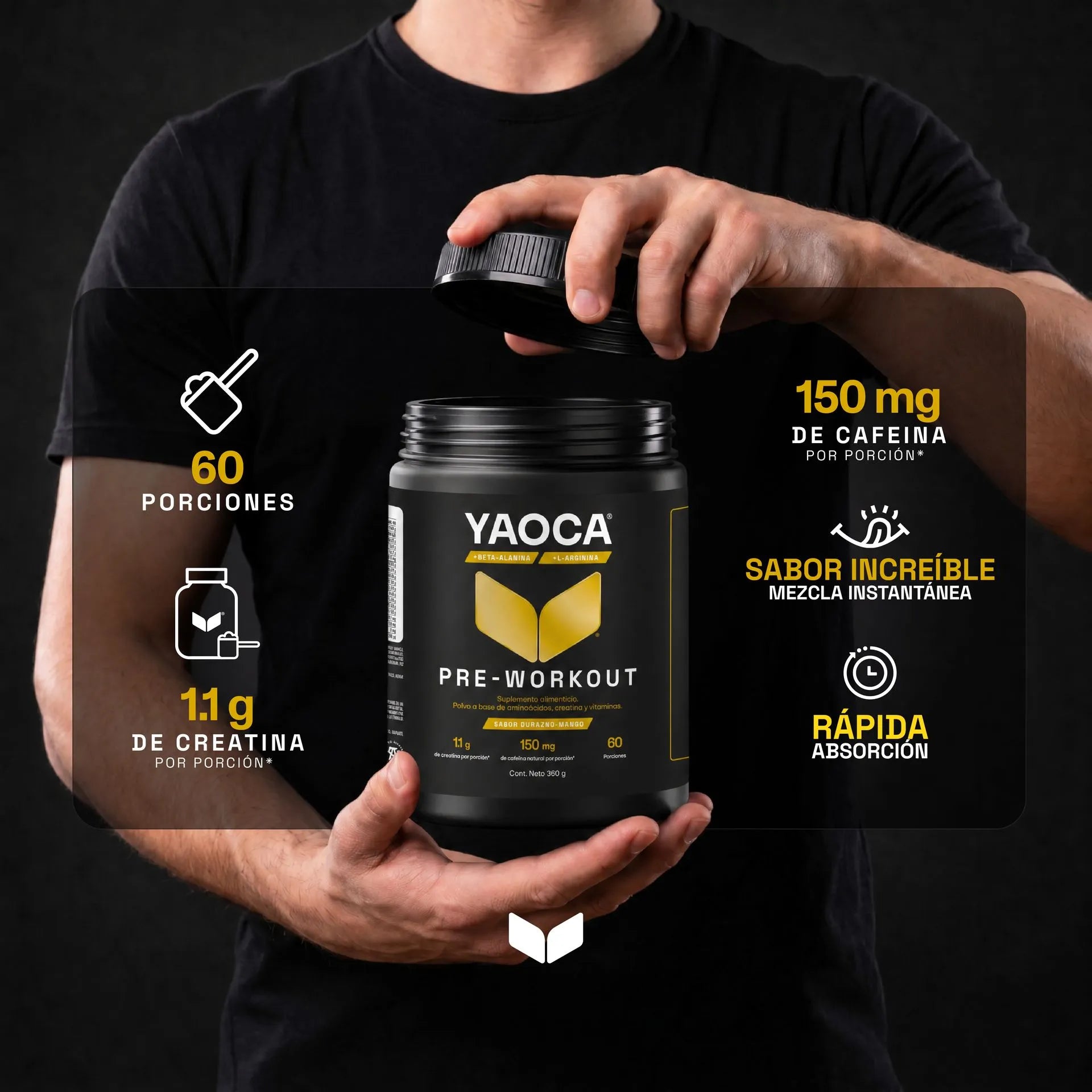 YAOCA Pre-Workout Peach Mango 360g