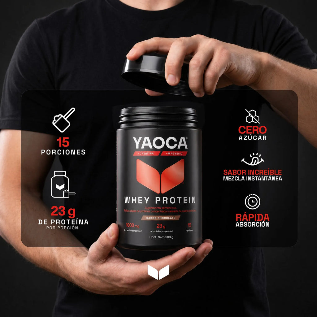 YAOCA Proteína Whey Polvo Chocolate 500g
