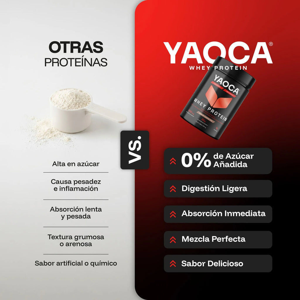 YAOCA Proteína Whey Polvo Chocolate 500g