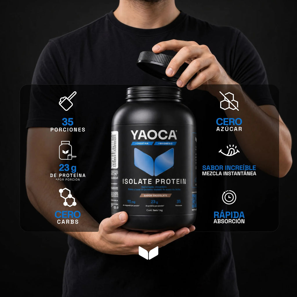 YAOCA Proteína Isolate Polvo Chocolate 1kg