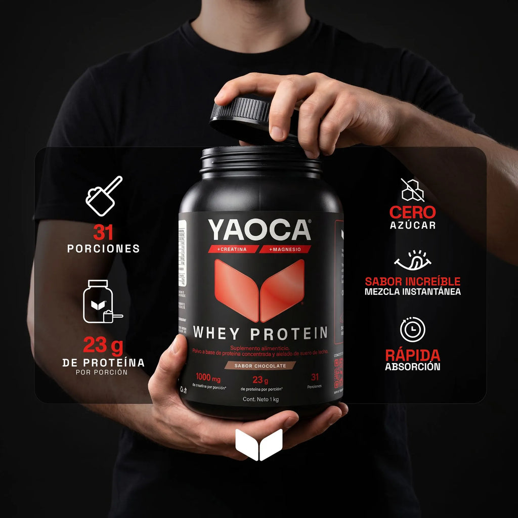 YAOCA Proteína Whey Polvo Chocolate 1kg