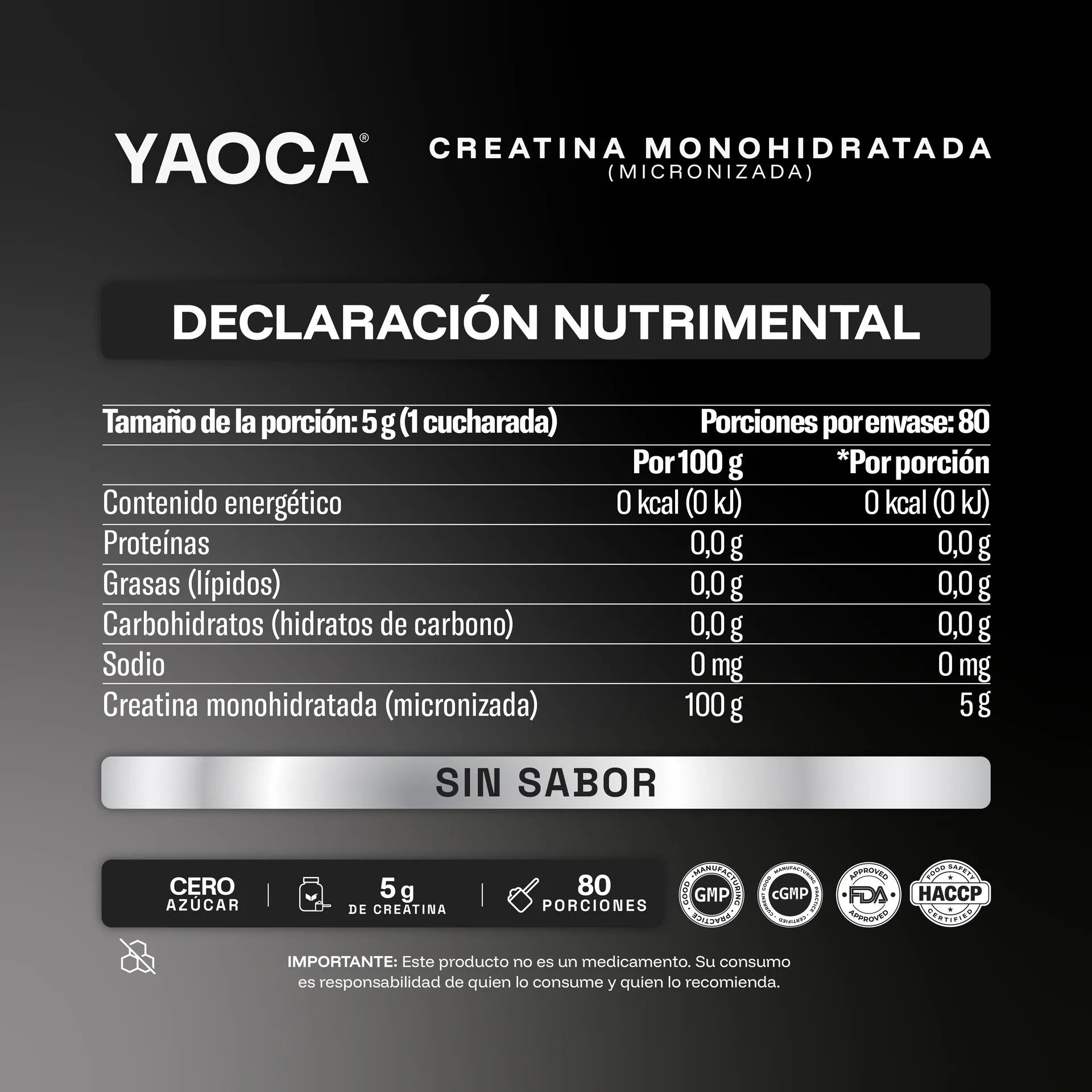 YAOCA Creatina Monohidratada 400g