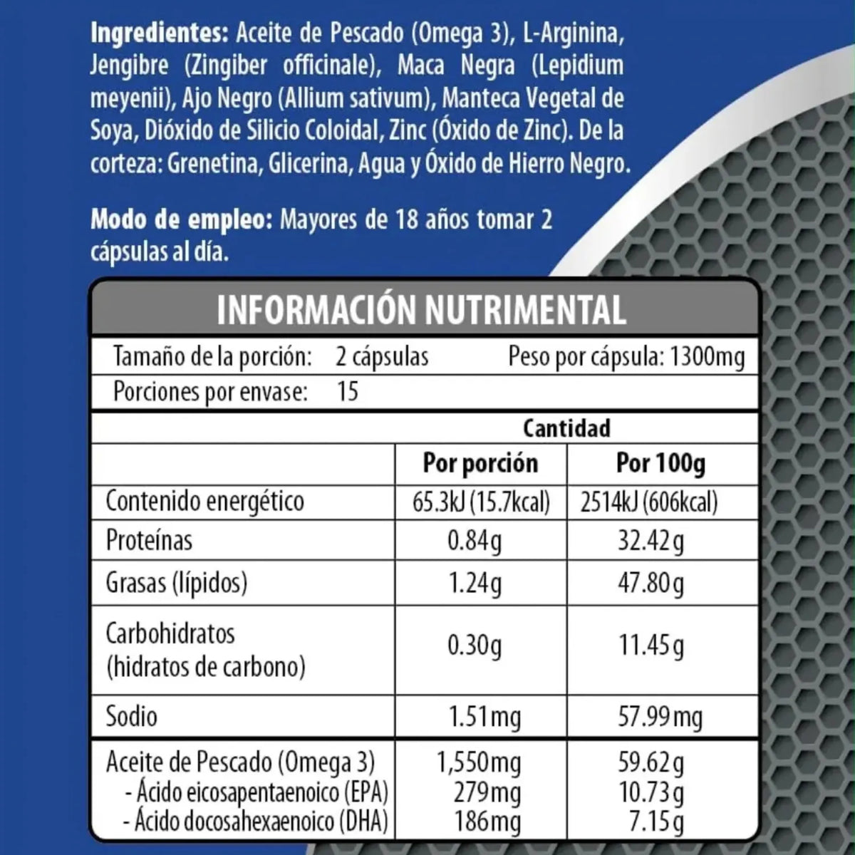 Naturagel Maklen Maca Negra, L-arginina Jengibre Zinc Ajo Negro Omega Sin Sabor Con 30 Capsulas