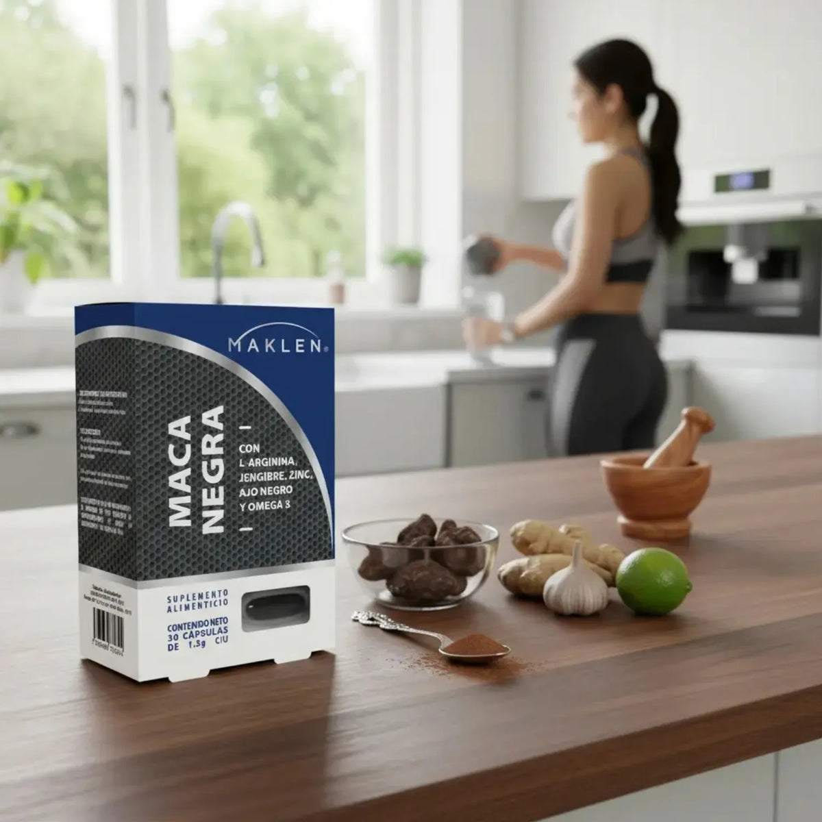 Naturagel Maklen Maca Negra, L-arginina Jengibre Zinc Ajo Negro Omega Sin Sabor Con 30 Capsulas