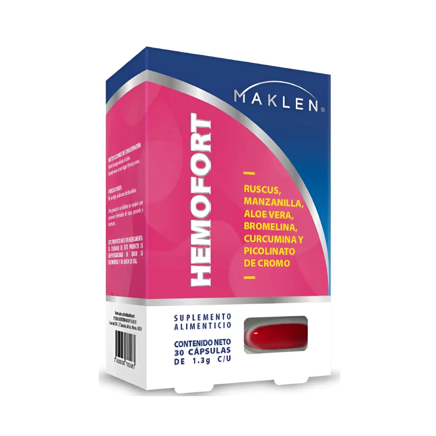 HEMORROID HEMOFORT | Ruscus, Manzanilla, Aloe Vera, Bromelina, Curcumina, Picolinato de Cromo | 30 Cápsulas Softgel de 1300mg |