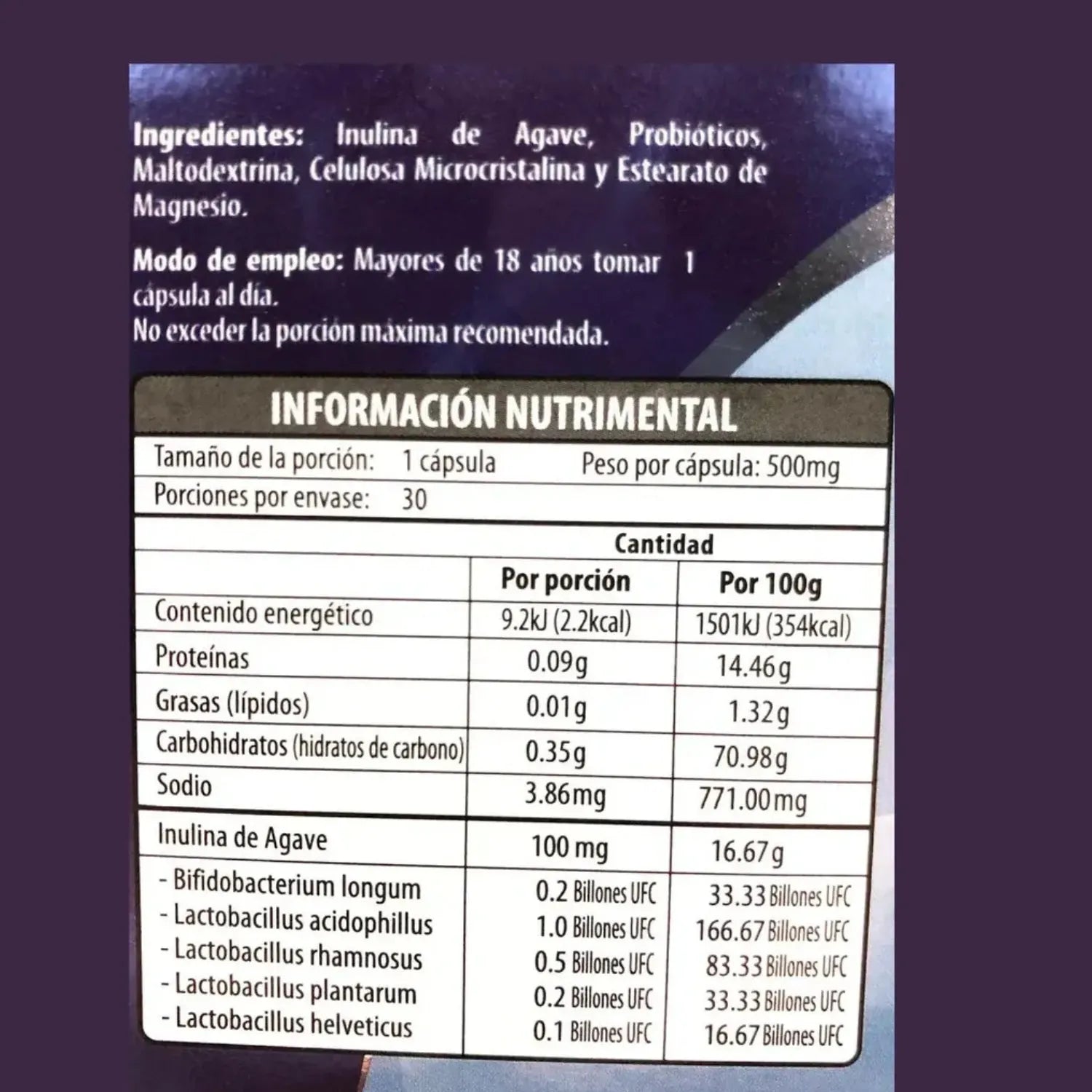 Maklen Probioticos con inulina de agave caja con 30 sofgel sfn