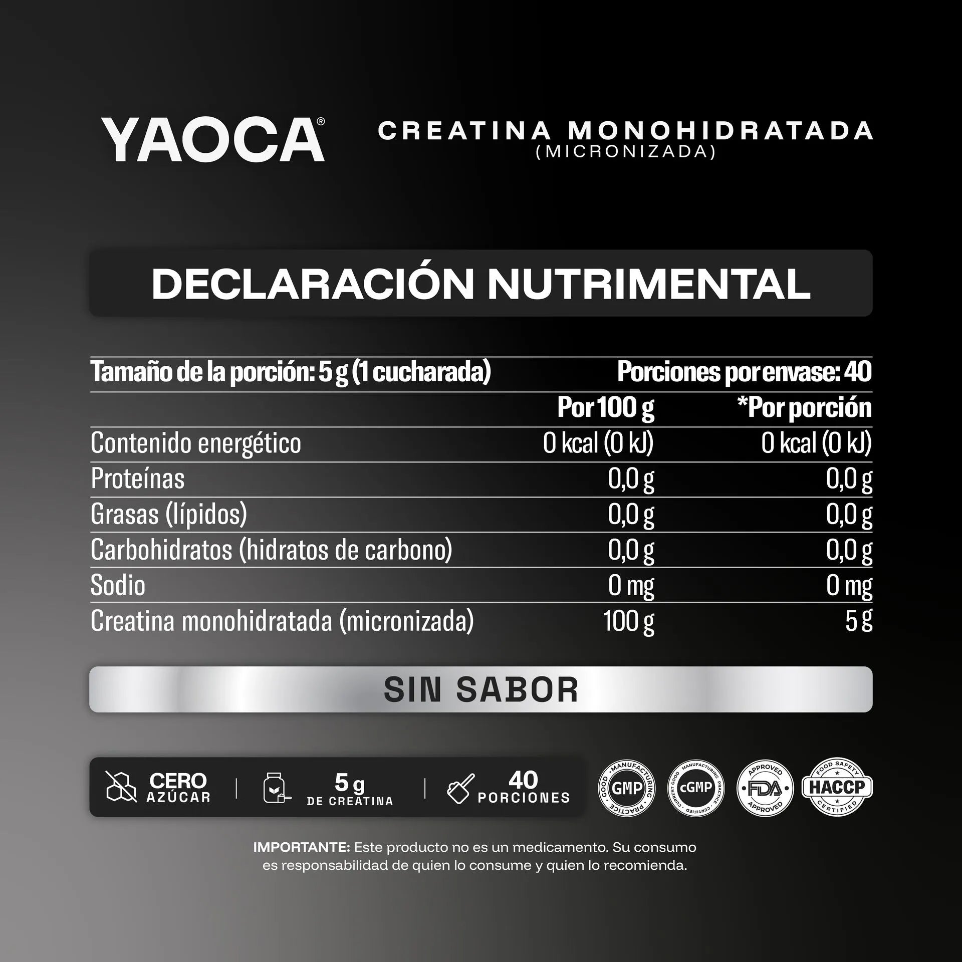 YAOCA Creatina Monohidratada 200g