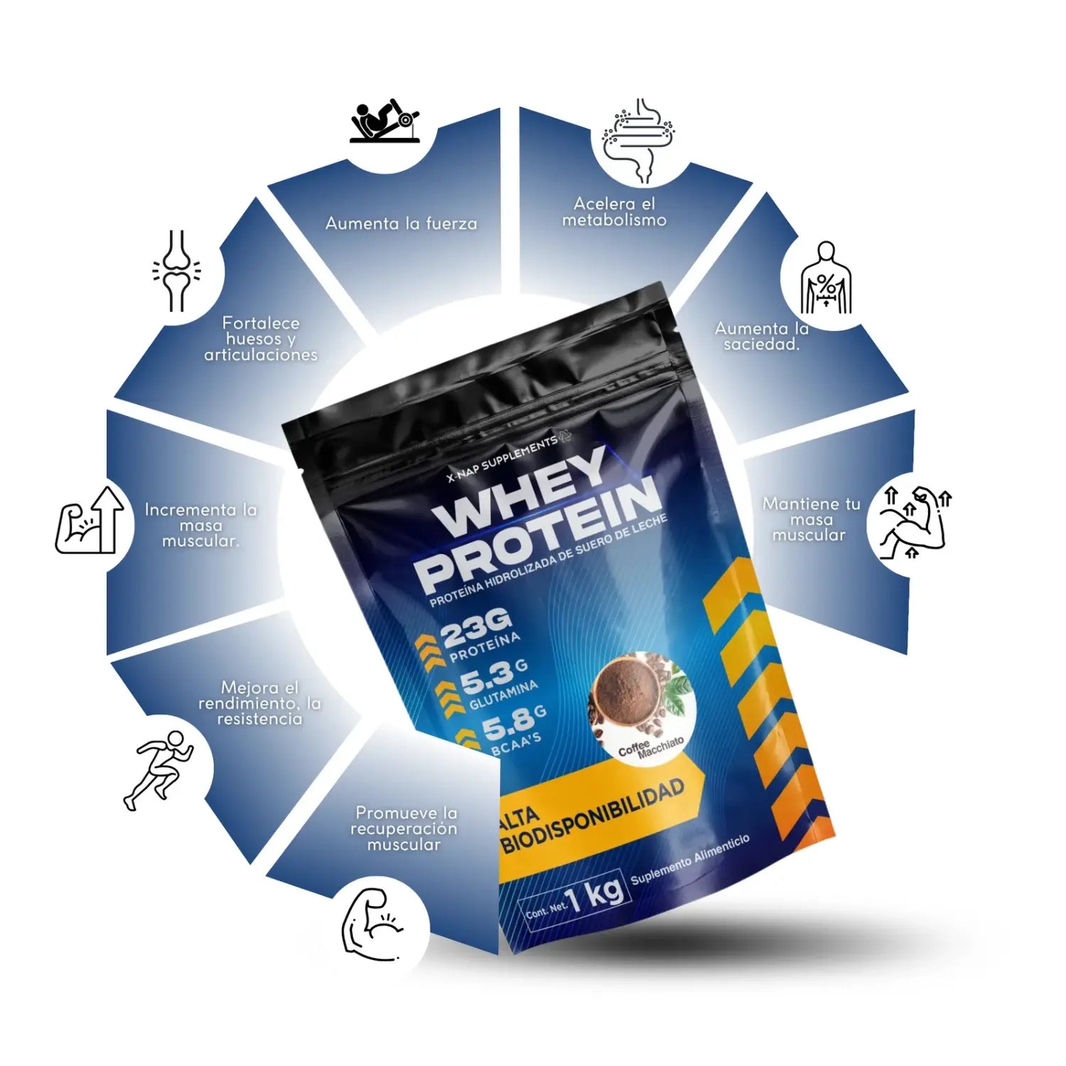 X-nap Whey Proteína Hidrolizada 1kg  Sabor Cafe Macchiato