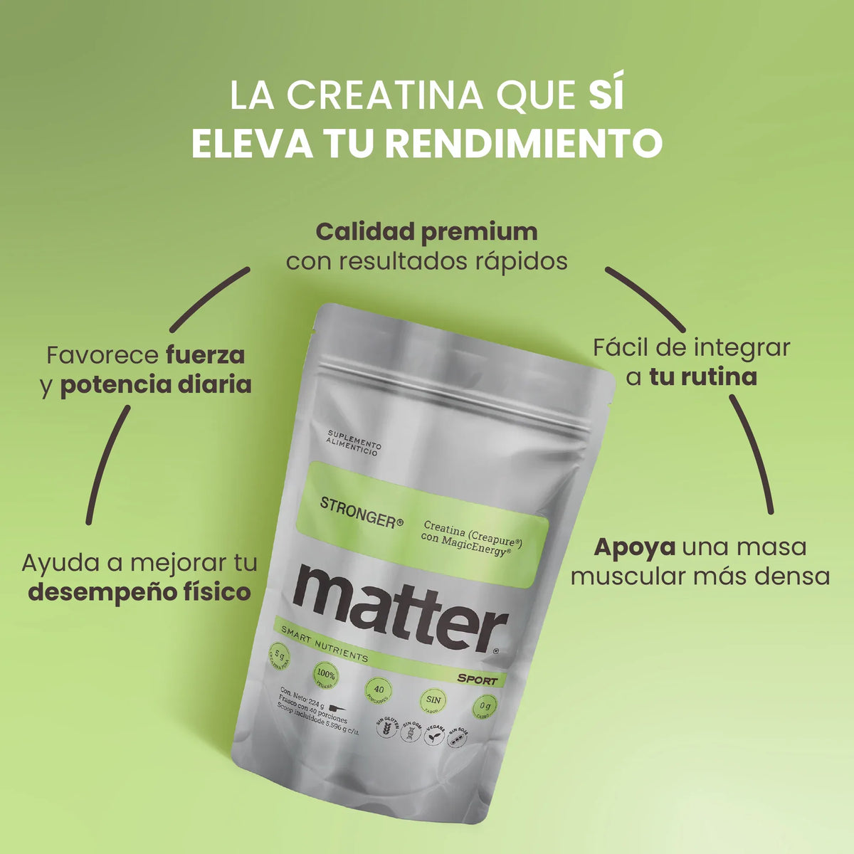 Matter Sports Stronger Creatina Con Magic Energy 40 Porciones.