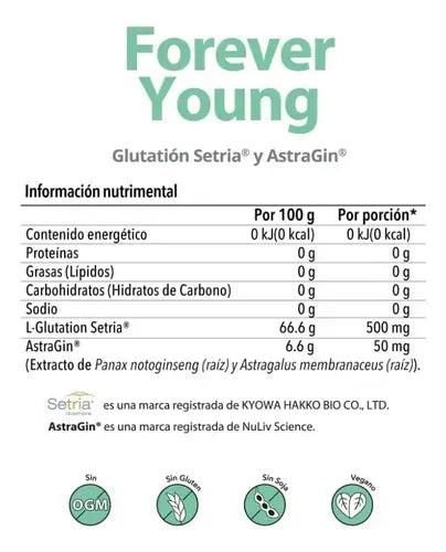 Matter Forever Young | L-Glutatión Setria 500 mg | 45 Cápsulas | Antioxidante | Suplemento Alimenticio