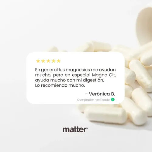 Matter Magno-Cit | Citrato de Magnesio Quelado | 120 Cápsulas | Bienestar Muscular y Nervioso | Suplemento Alimenticio