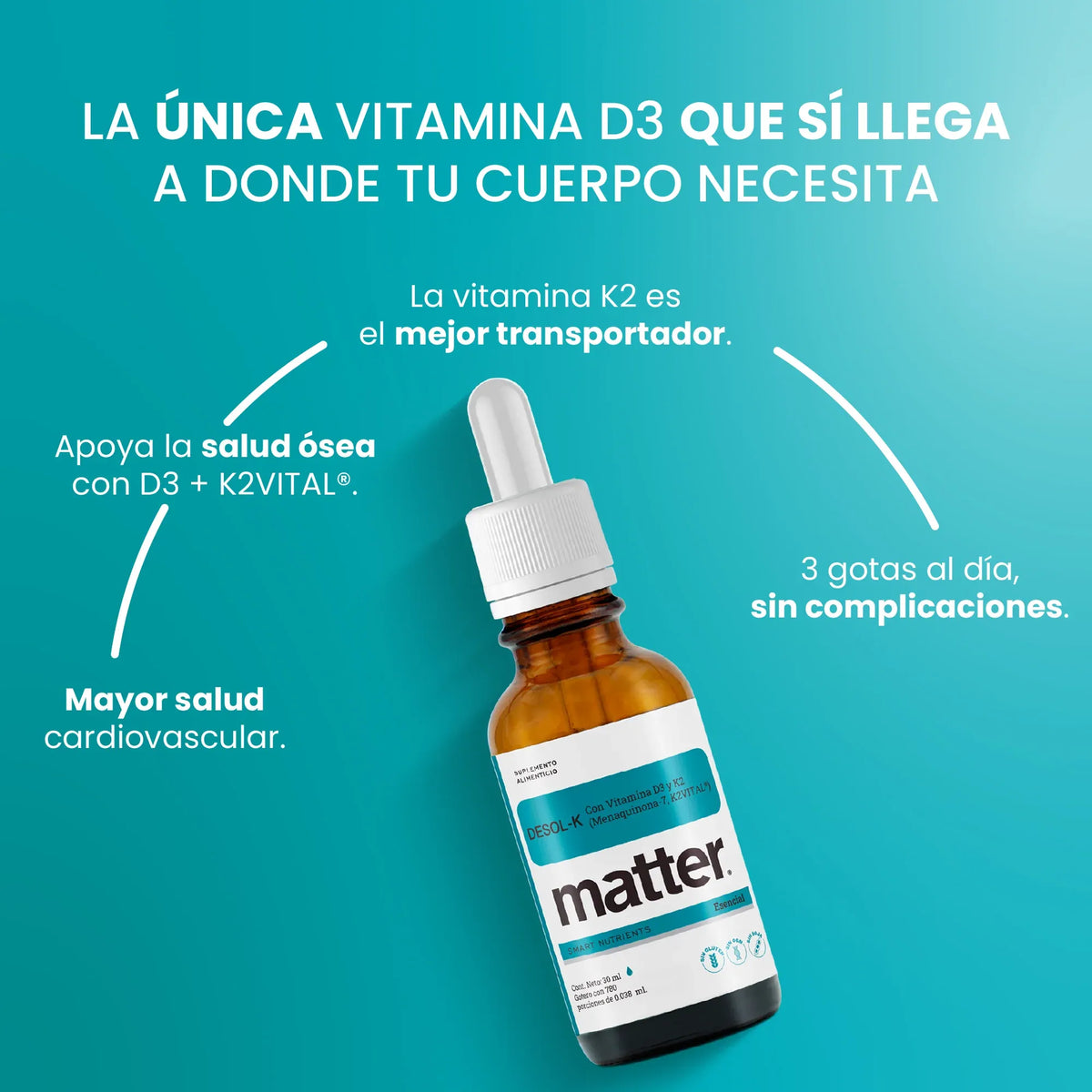 You Matter Desol-K  Vitamina D3 Y Vitamina K2 (mk-7) 30ml.
