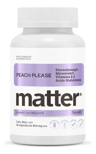 Matter Peach Please | Vitamina E y Ácido Hialurónico | 30 Cápsulas | Cuidado de la Piel | Suplemento Alimenticio