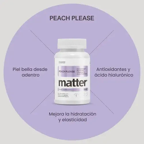Matter Peach Please | Vitamina E y Ácido Hialurónico | 30 Cápsulas | Cuidado de la Piel | Suplemento Alimenticio